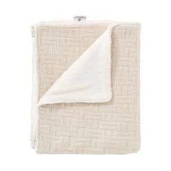 Cottonbaby Square Gebreid Wiegdeken Bamboe Ecru 75 X 90 Cm